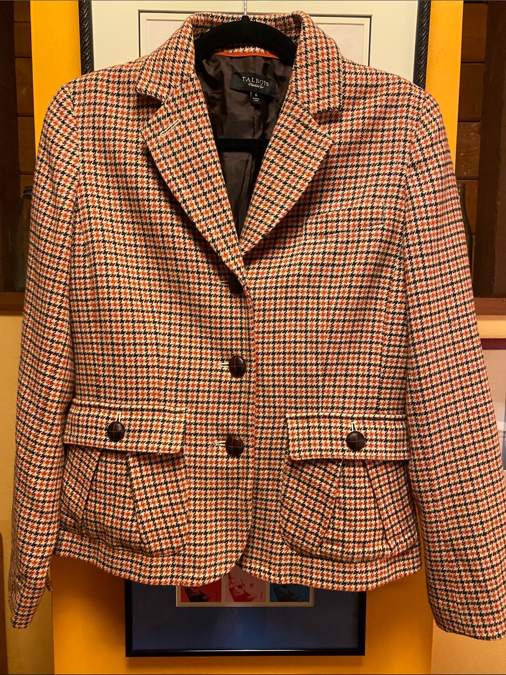Talbots Wool blend Retro Houndstooth Blazer
